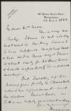 Letter from Richard Burdon Haldane to Alice Stopford Green regarding work and mentions Winston Churchill,