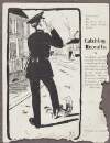 Blank postcard produced by the Republican Press, depicting a young boy being held underfoot by a whistling Royal Irish Constabulary officer,