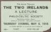 Three copies of an invitation card to a lecture titled "Tir agus Teanga, The Two Irelands", by Kuno Meyer, under the auspices of the Philo-Celtic Society,