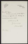 Letter from Sir Arthur Conan Doyle to Alice Stopford Green regarding an appointment,