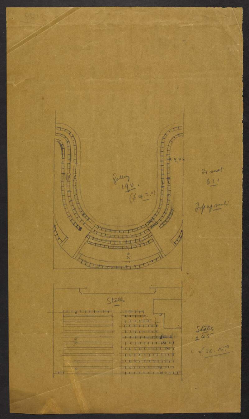 [Abbey Theatre plan of seating areas in the gallery and stalls]