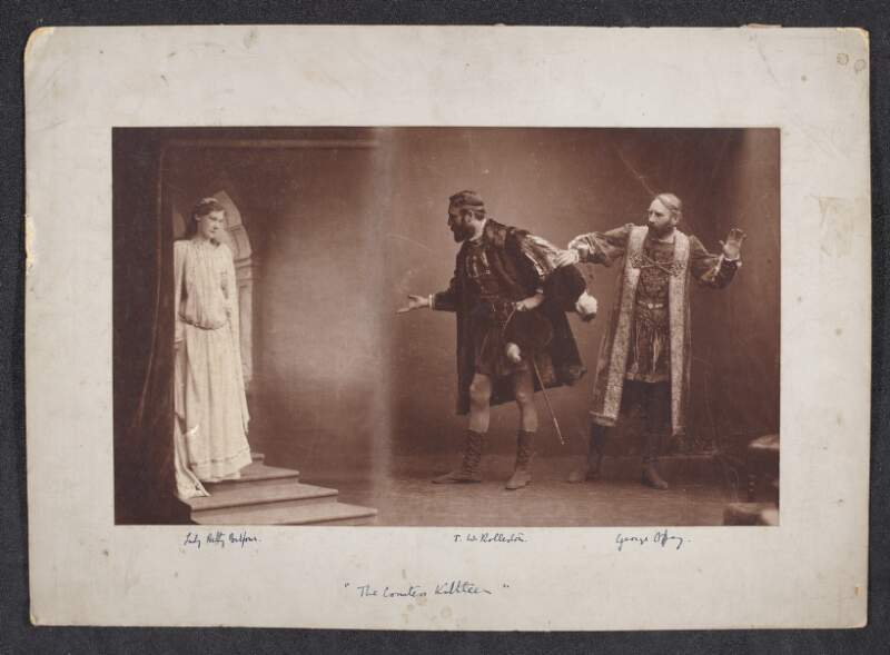 [George Coffey, T. W. Rolleston, and Lady Betty Balfour, in a scene from the 'Countess Cathleen'