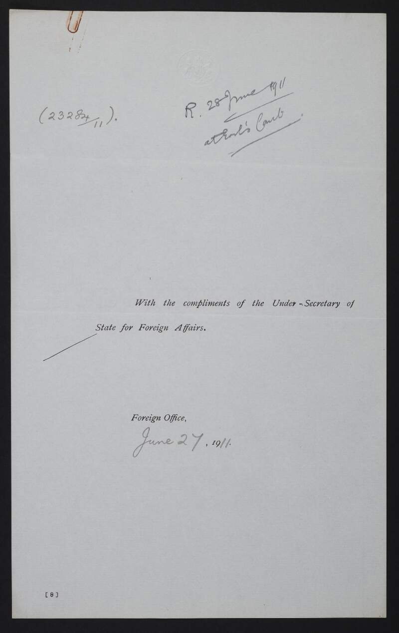 Despatch from the Under Secretary of State for Foreign Affairs to Roger Casement enclosing a typescript copy of a letter from W. Langley to L. J. Jerome,
