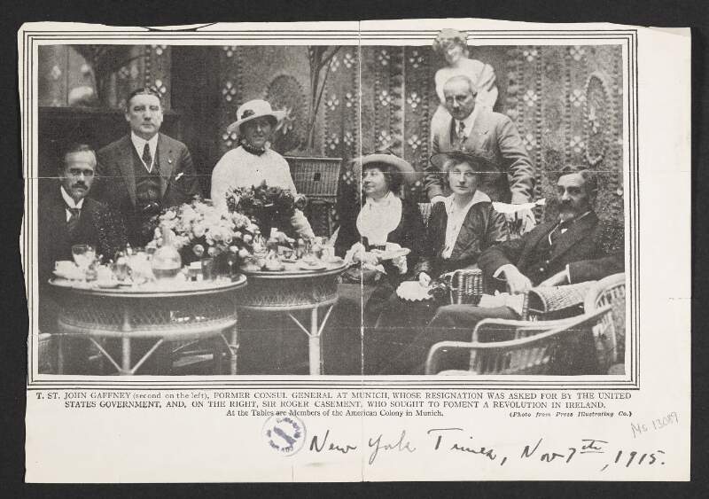 Newspaper cutting of a photograph of Thomas St. John Gaffney and Roger Casement,
