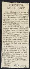 Newspaper cutting of a letter by Josslyn Gore-Booth,