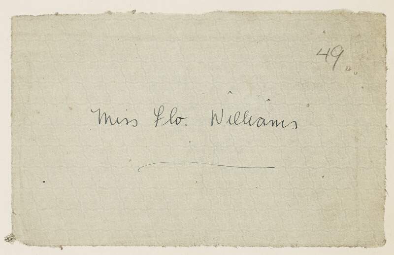 Envelope addressed to "Miss Flo. Williams" from Arthur Griffith,