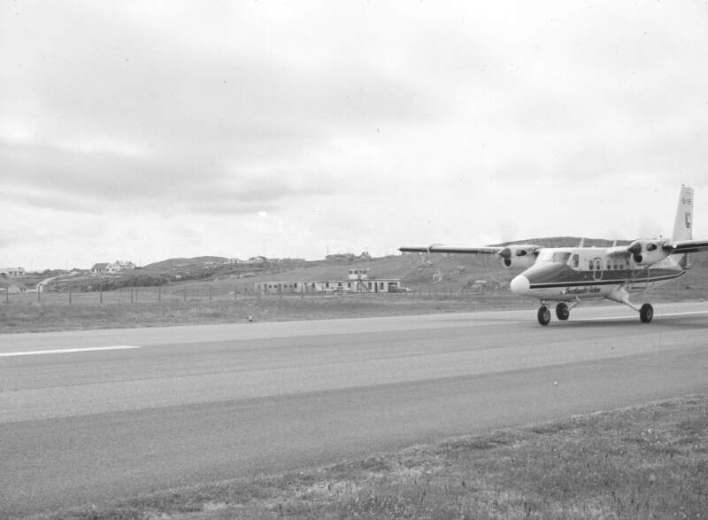 [Plane on landing strip at Carrickfinn Airport, Co. Donegal]