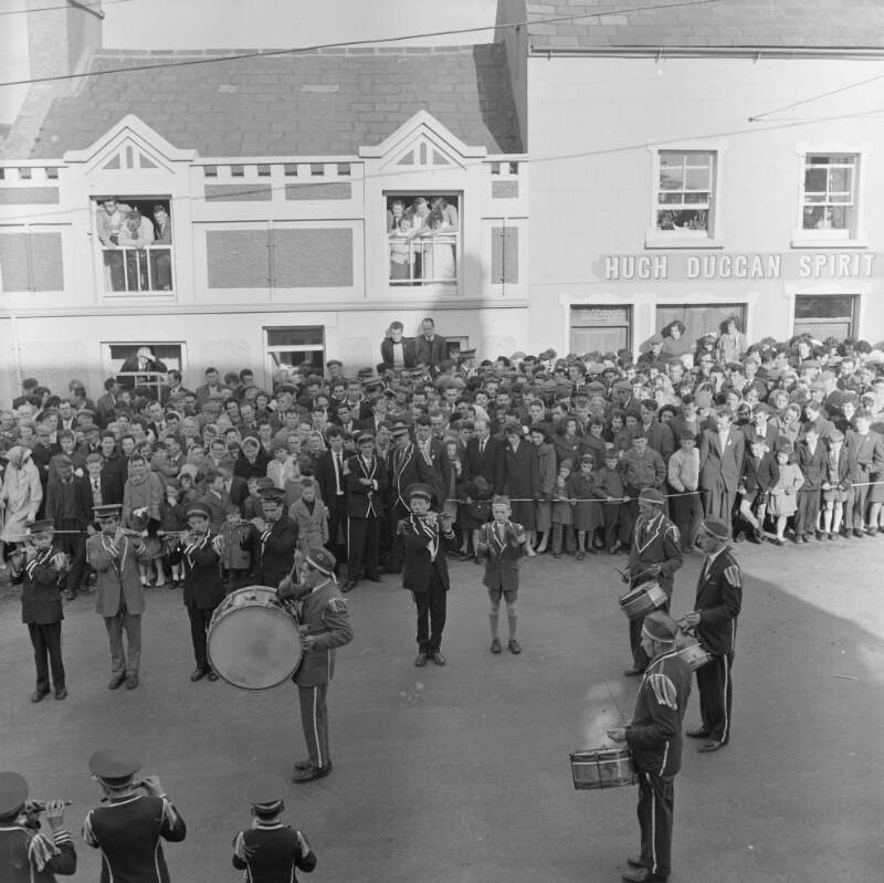 [Fife and drum band performing in Dungloe, Co. Donegal]