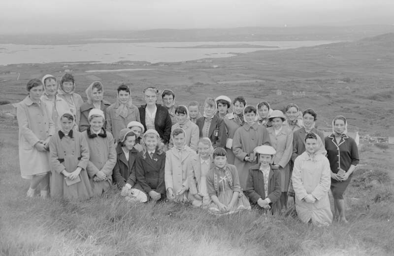 [People attending an outdoor mass in Dungloe, Co. Donegal]