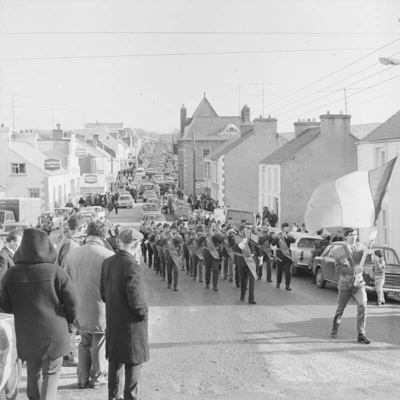 [Marching band taking part in the Easter parade in Dungloe, Co. Donegal]