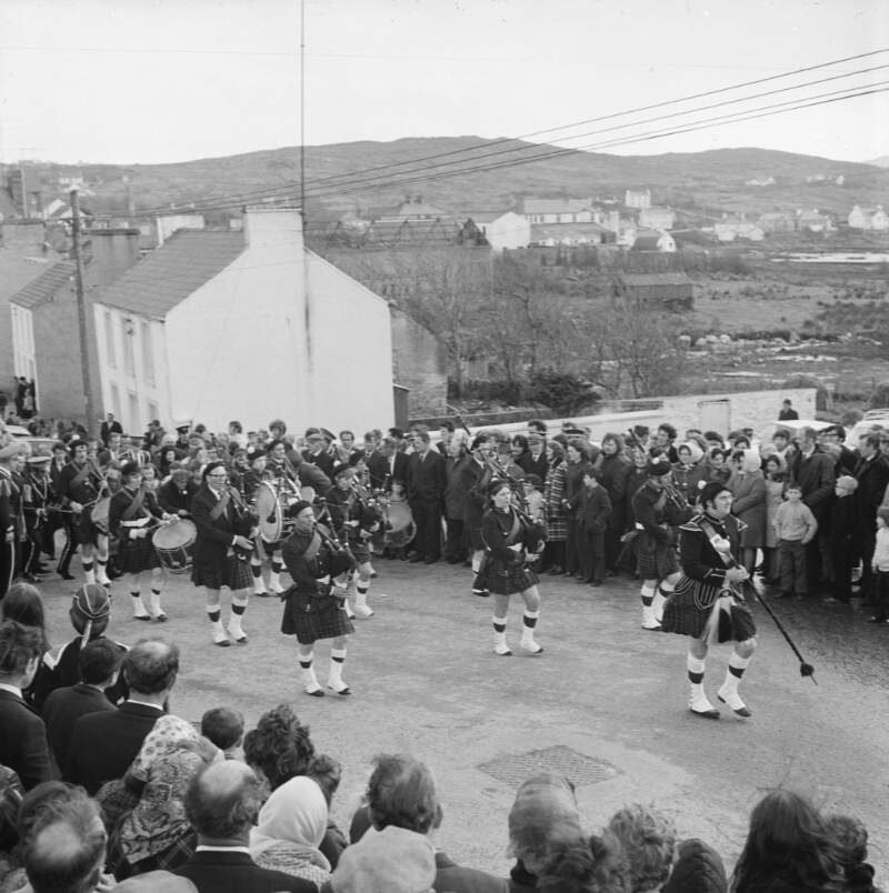 [Marching band taking part in the Easter parade in Dungloe, Co. Donegal]