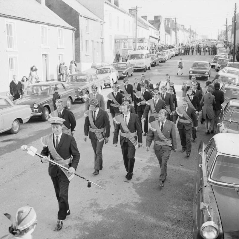 [Band marching at the Easter Parade in Dungloe, Co. Donegal]