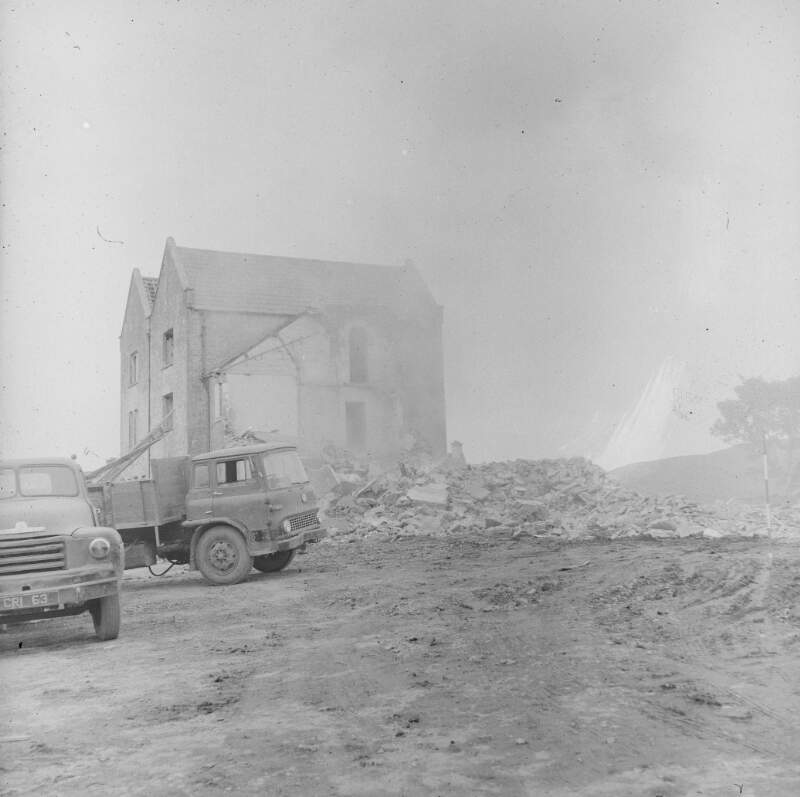 [Demolition of old hospital (workhouse), to create space for new school, Glenties, Co. Donegal]