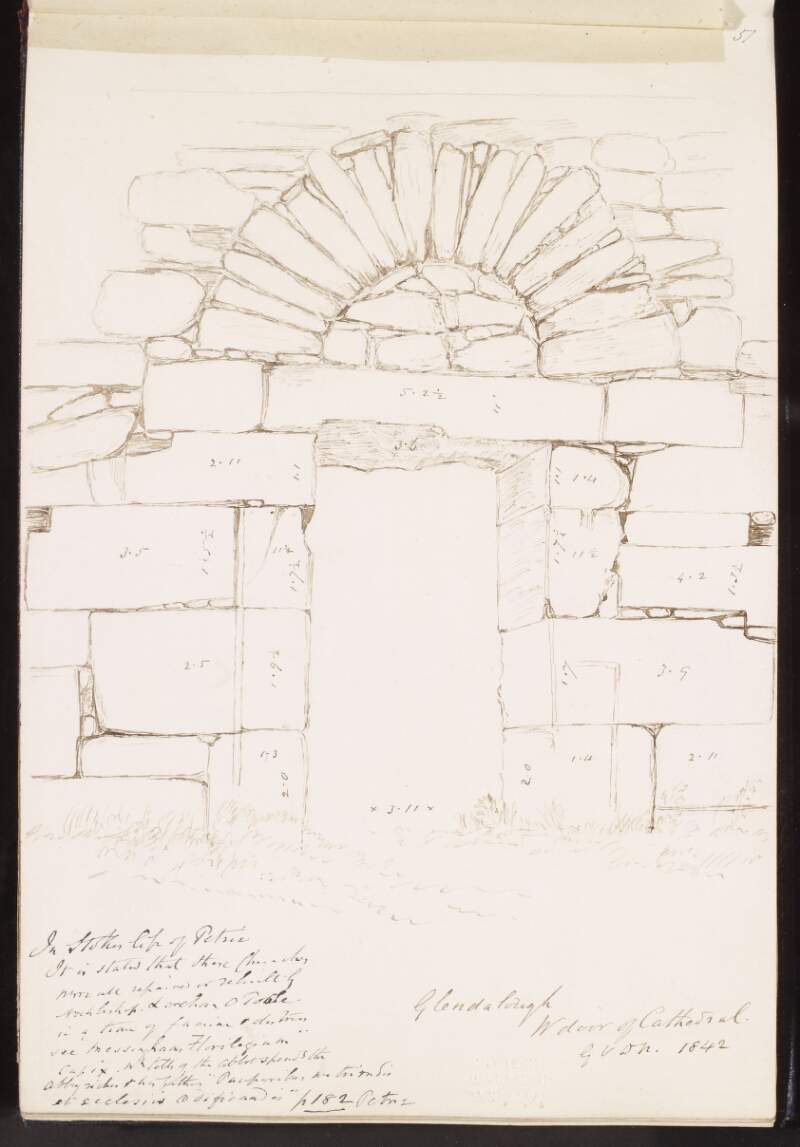 Glendalough, west door of cathedral, 1842