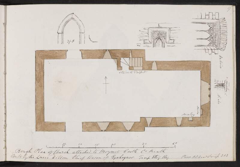 Rough plan of church attached to Moynet Castle, County Meath