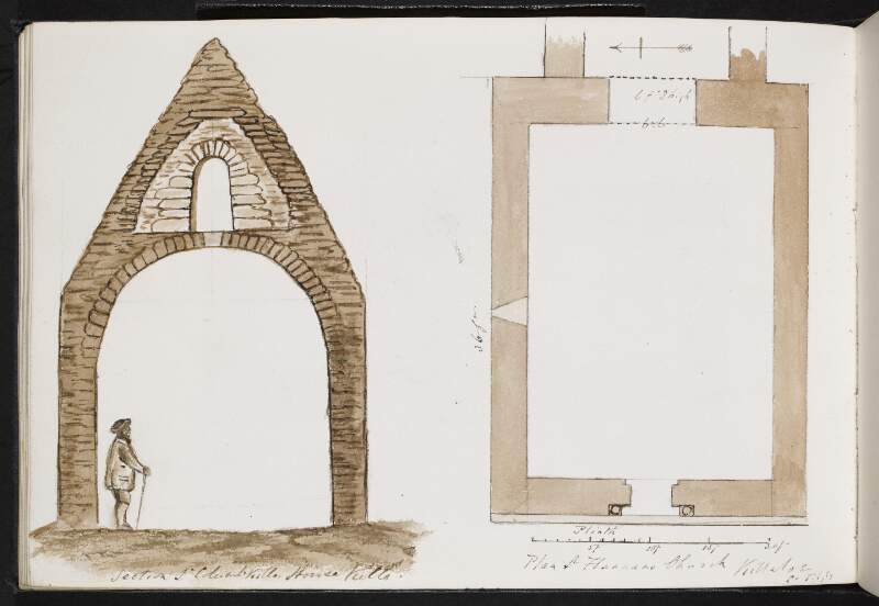 Section of St Columbkilles House, Kells ; Plan, St Flannans Church, Killaloe, County Tipperary [Clare]