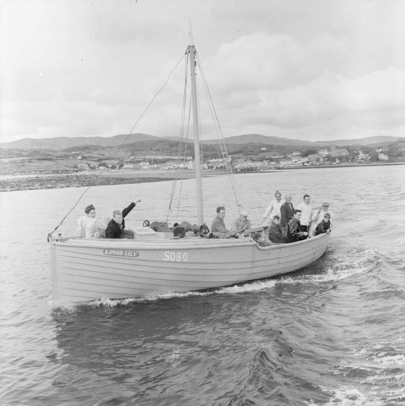 [Anglers in fishing boat in Killybegs harbour, Co. Donegal]