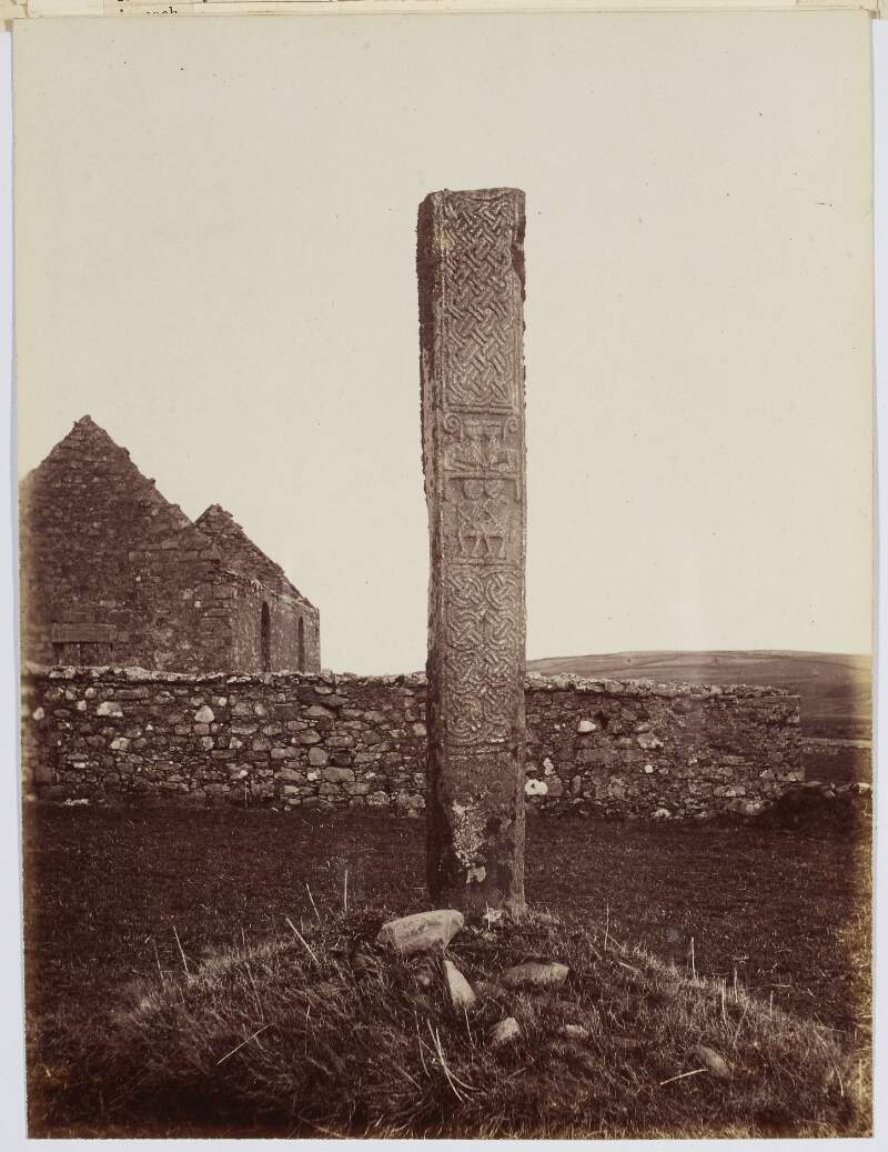 Stem of St. Buadon's [Buadan's] Cross in its original position at Clonca, Inish-owen (west face)