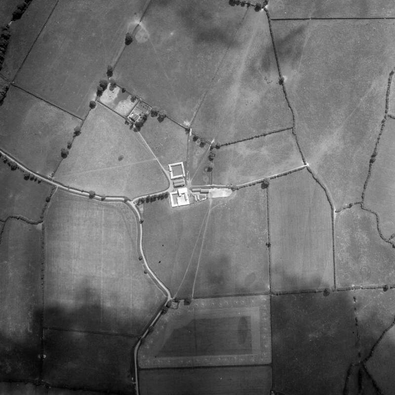 [Aerial photograph of a stud farm and surrounding countryside]