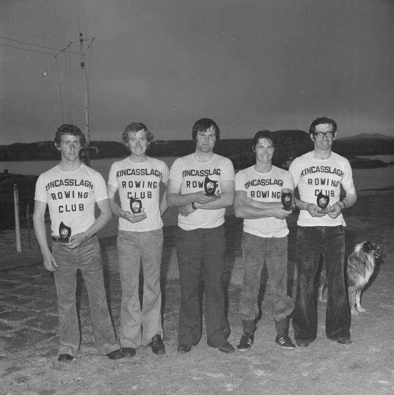 [Members of Kincasslagh Rowing Club with trophies, Kincasslagh, Co. Donegal]