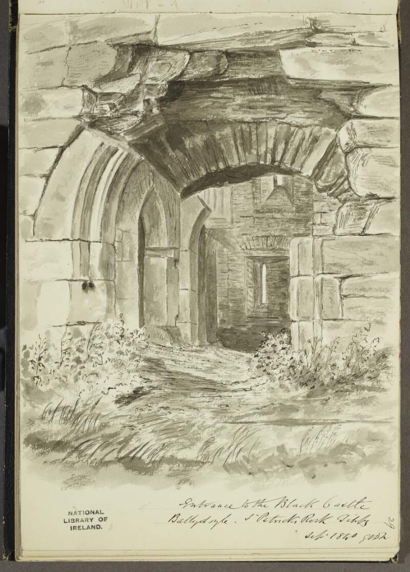 Entrance to the Black Castle, Ballydoyle, St Patricks Rock, Tipperary, September 1840