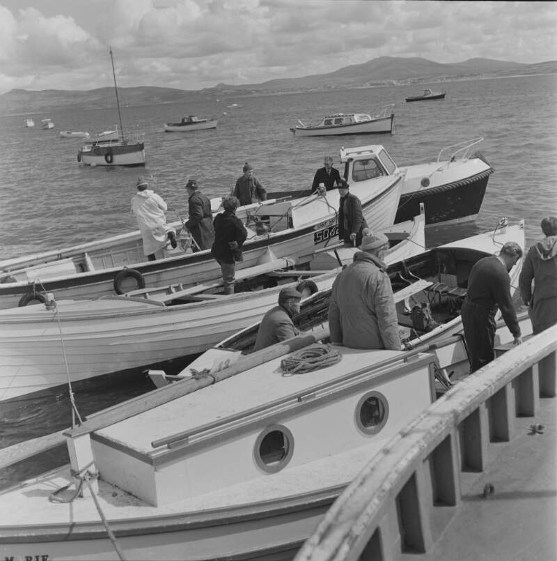 [Anglers on fishing boats docked at Rathmullan harbour, Co. Donegal]