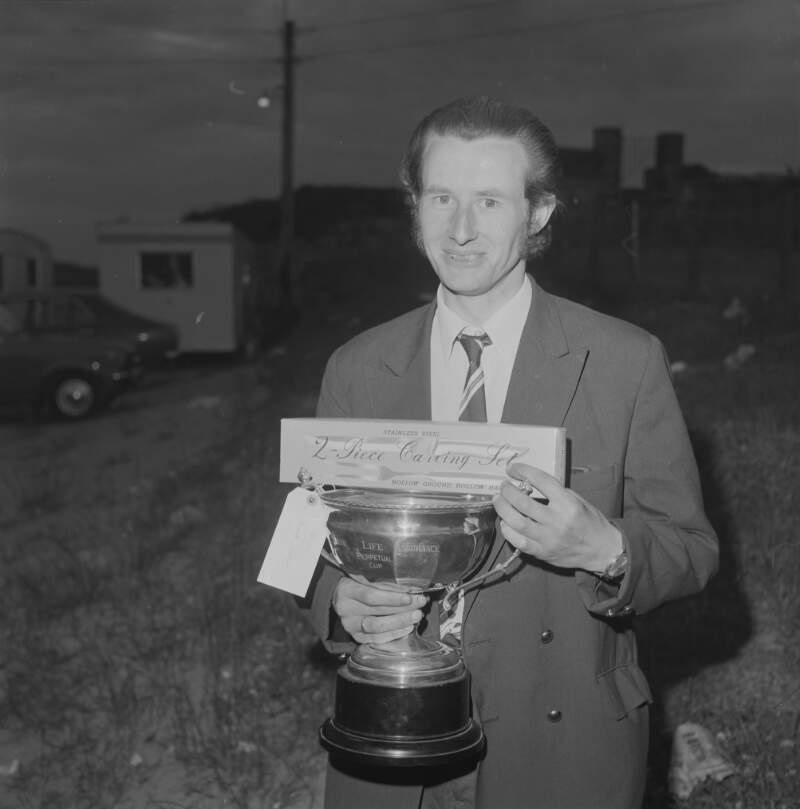 [Angler with trophy at Rathmullan fishing festival, Co. Donegal]