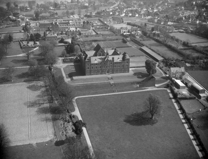 [Aerial photograph of a convent or school]