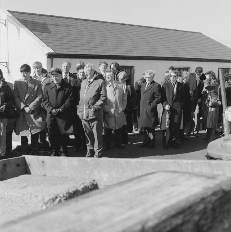 [People assembling outside house on Tory Island, Co. Donegal]