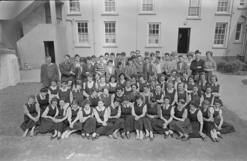[Students and staff in front of technical school, Co. Donegal]