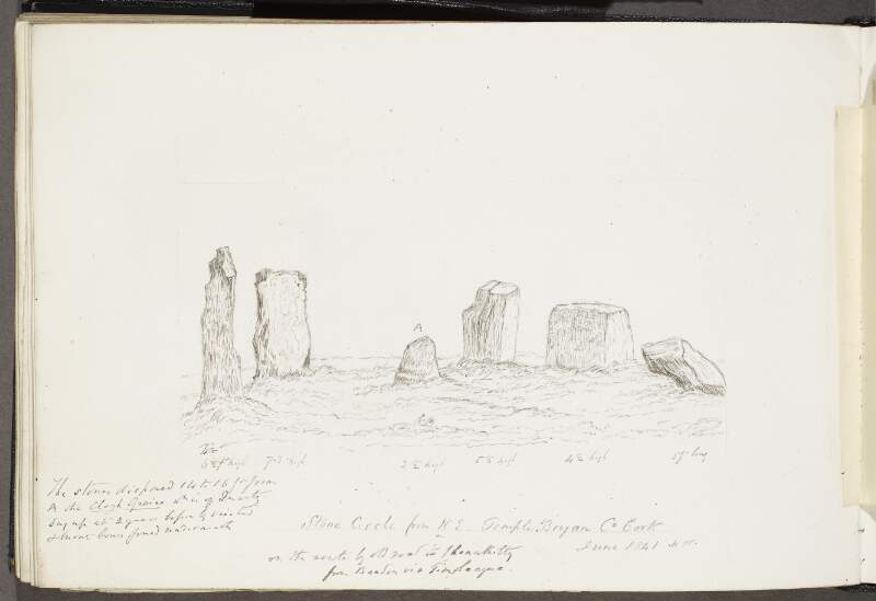 Stone circle from north-east, Temple Bryan [Templebryan], County Cork, June 1841