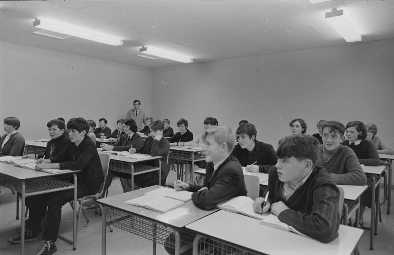 [Students and teacher in classroom in comprehensive school, Co. Donegal]
