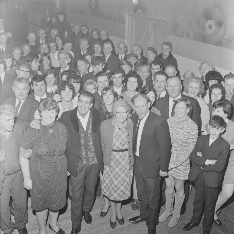 [Group of adults and children in comprehensive school, Co. Donegal]