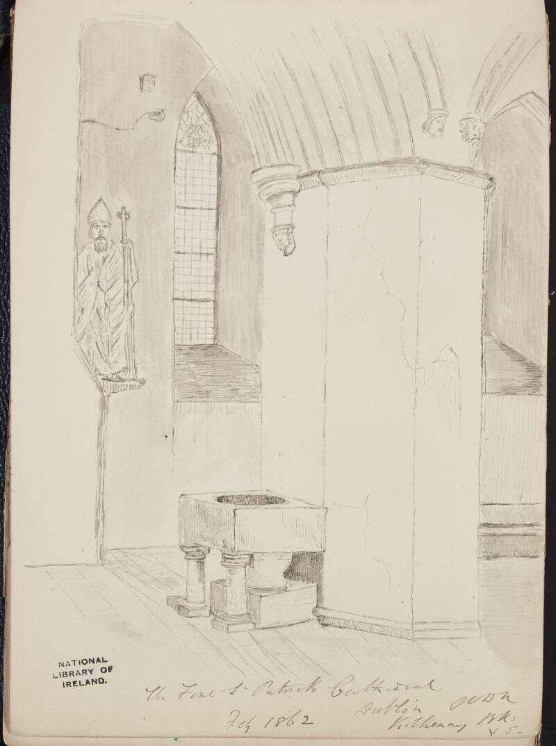 The font, St Patrick's Cathedral, Dublin, February 1862