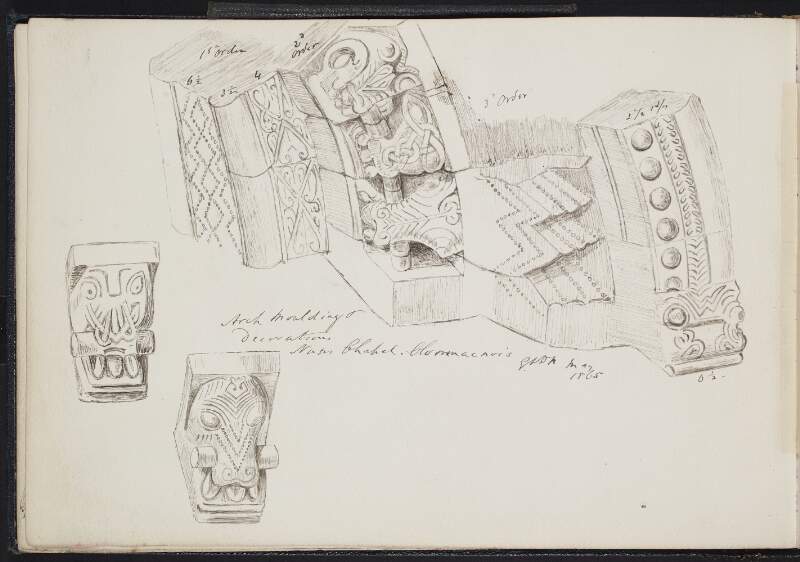 Arch mouldings and decorations, nuns' chapel, Clonmacnoise, May 1865