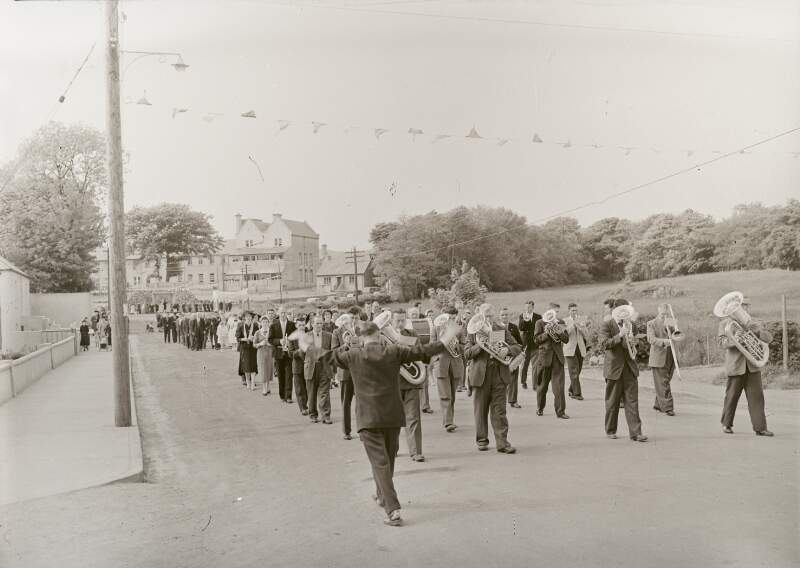 [Marching band parading in Letterkenny, Co. Donegal]