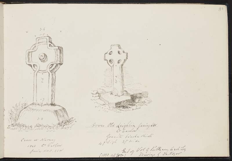 Cross at Nurney, 1845, County Carlow ; Cross, old Leighlin, facing south-west, County Carlow