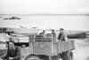 [Commissioners being driven in trailer by tractor at Church Bay, Rathlin Island, Co. Antrim]