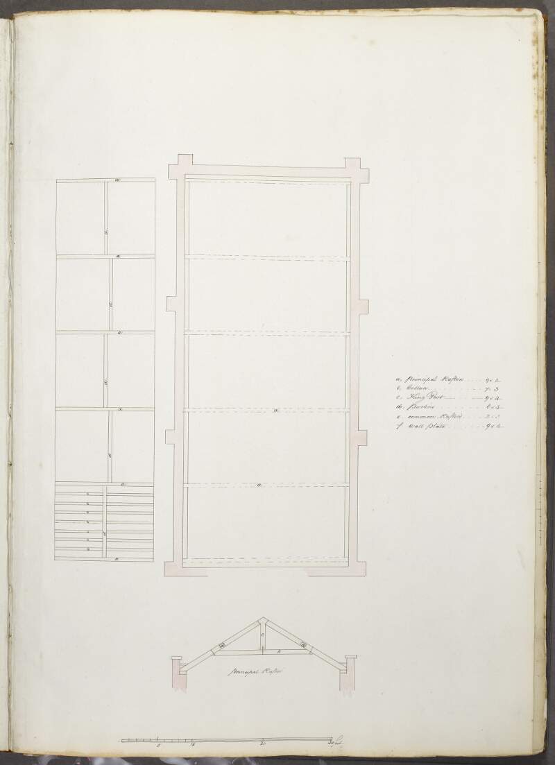 [Plan and section of roof of gothic church].
