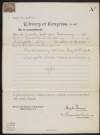 Library of Congress copyright registration certificate for 'The Shadowy Waters' by W. B. Yeats with note on verso by Dodd, Mead & Company that the copyright was renewed,