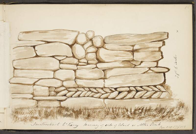 Inistooskert [Inishtooskert], County Kerry, masonry of side of ulaid or altar tomb