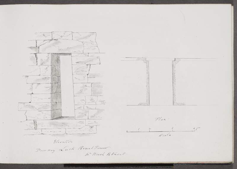 Elevation, doorway Lusk Round Tower ; Plan
