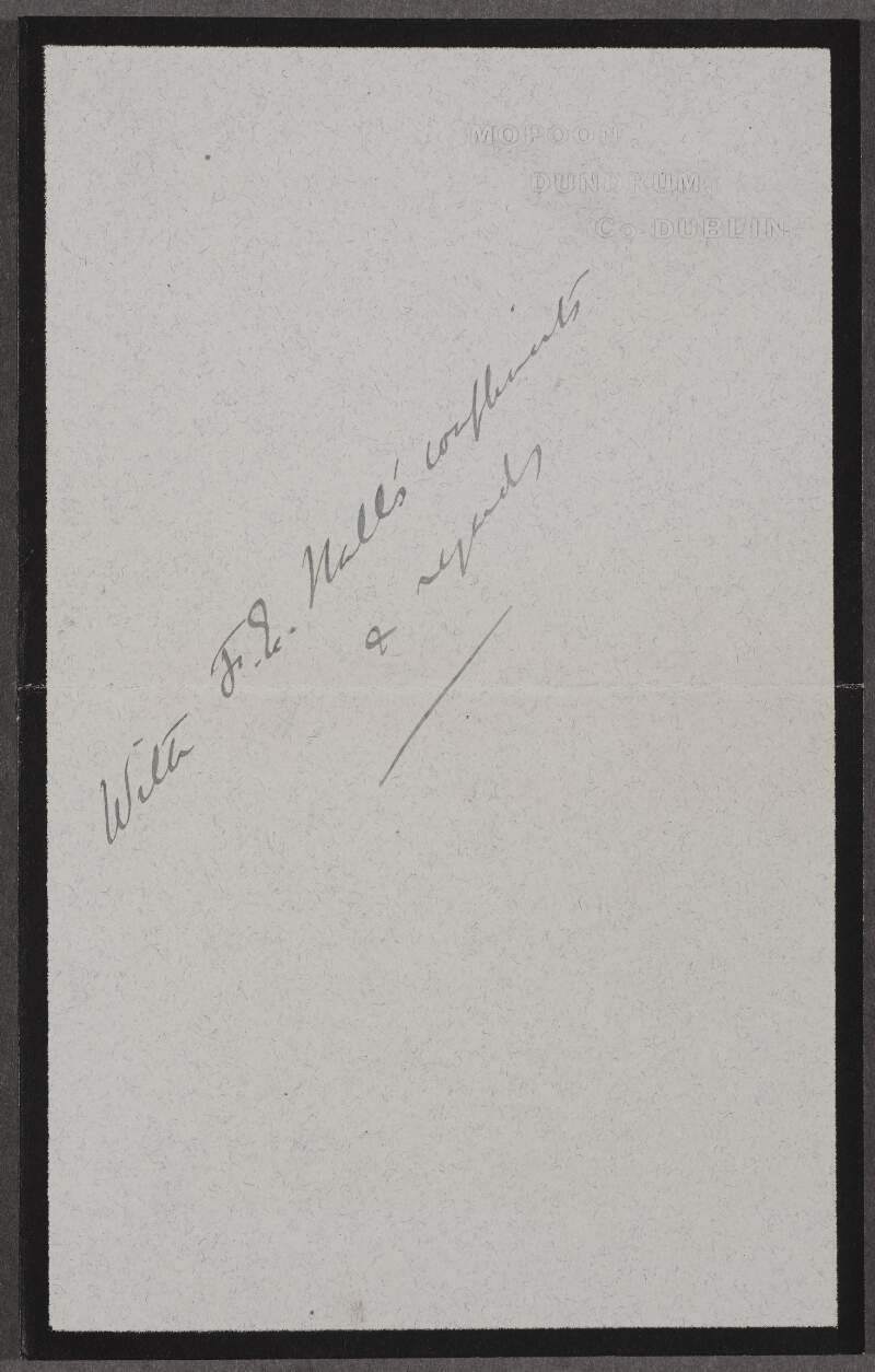[Note from F.E. Hall enclosing six photographs of paintings]