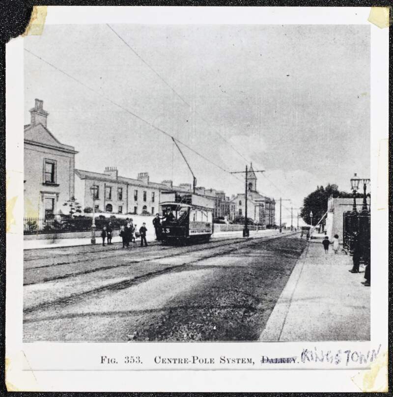 Dublin Southern Districts Tramways Car No. 13 Longford Terrace (probably Place) Monkstown. Magazine cutting