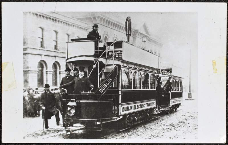 Dublin Electric Tramways. First day of electrification, Town Hall, Kingstown