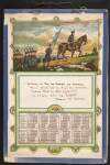 [Calendar for 1918 with months and days in Irish featuring an image of a group of men in Irish Volunteer uniform with one figure standing in the centre with a flag that has '1916' on it] /