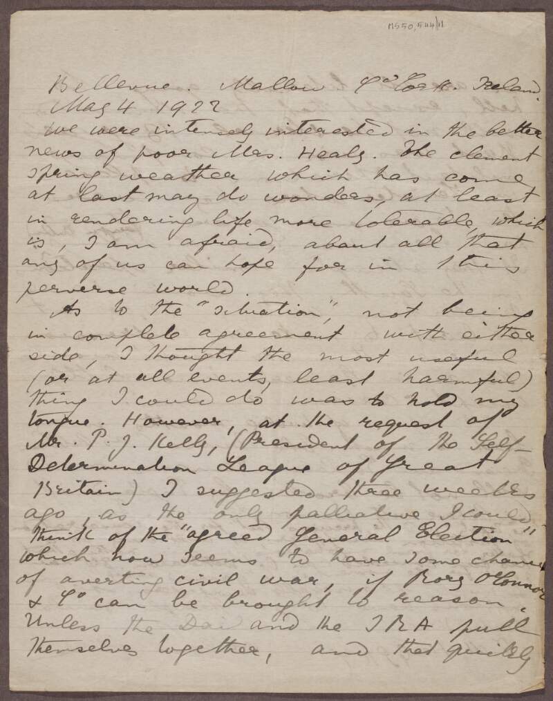 Letter from William O'Brien to Timothy Healy,