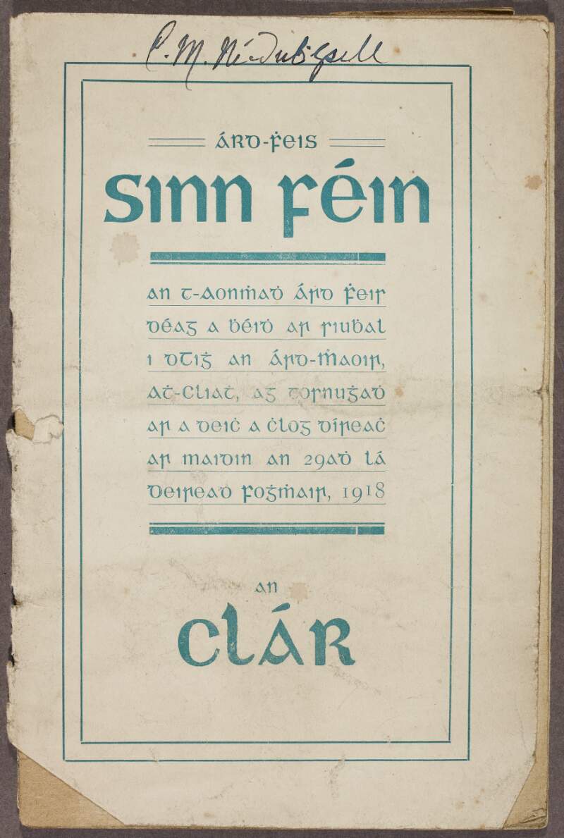 Árd-Fheis Sinn Féin ... An Clár,