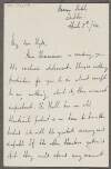 Letter from W. B. Yeats, Nassau Hotel, Dublin, to Douglas Hyde concerning a patent for their new theatre [Abbey Theatre],