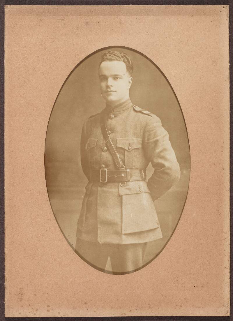 [Framed postcard photograph of unknown man in military uniform]
